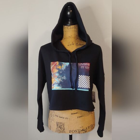 NWT BP Livin It Up Crop Hoodie Sweatshirt Sz M NEW - Picture 3 of 13